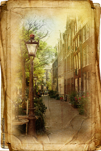 Obraz w ramie views of Amsterdam in vintage style, like postcards