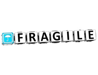 Poster - 3D Fragile Button Click Here Block Text