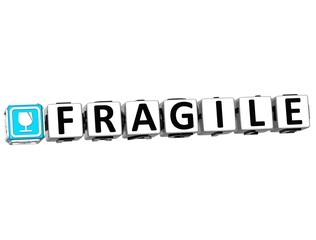 Poster - 3D Fragile Button Click Here Block Text