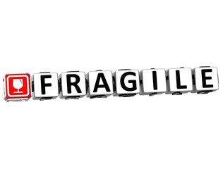 Poster - 3D Fragile Button Click Here Block Text