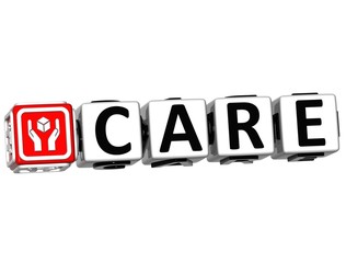 Poster - 3D Care Button Click Here Block Text