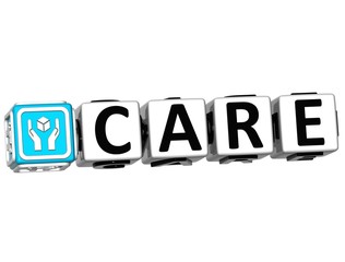 Poster - 3D Care Button Click Here Block Text