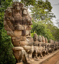 Warriors Line Entrance To South Gate Angkor Thom