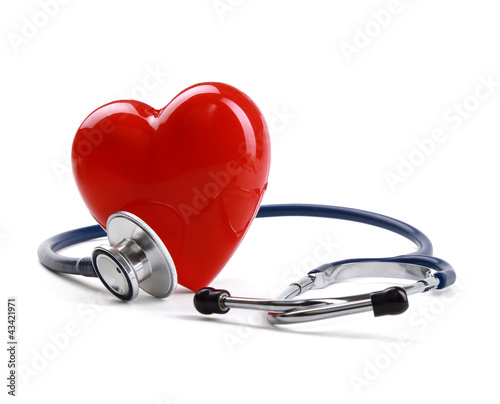 Fototapeta na wymiar Red heart and a stethoscope