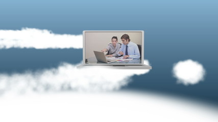 Aufkleber - Video of business people on grey laptop