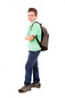 © cristovao31 - Full body portrait of a school boy with backpack, isolated on wh
