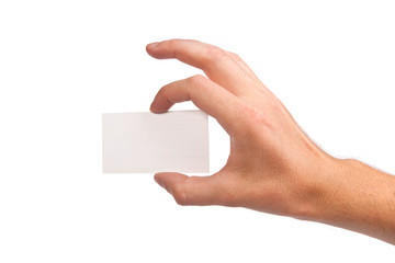 Wall Mural - Businessman's hand holding blank business card