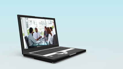 Aufkleber - Videos of business people on two laptops