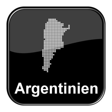 Glossy Button schwarz - Karte von Argentinien