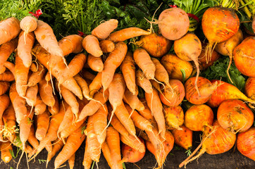 Wall Mural - Yellow carrots and beets