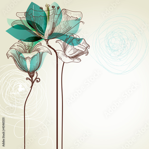 Obraz w ramie Retro floral background