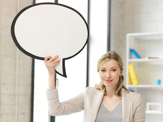 Sticker - smiling businesswoman with blank text bubble