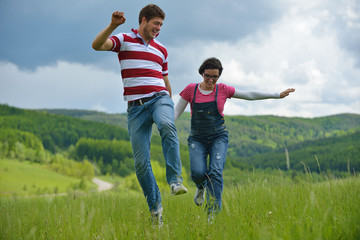 romantic young couple in love together outdoor