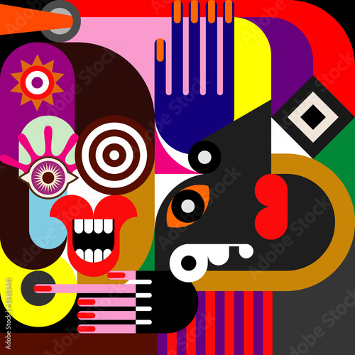 Two women abstract portrait - 43483441