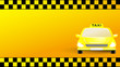 business card with taxi car on yellow background