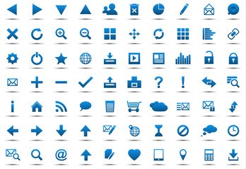 set of blue navigation web icons isolated on white background