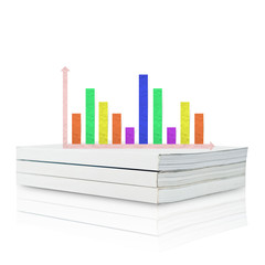 Plasticine graph stick on blank book  background, isolated