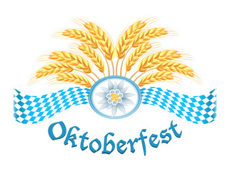 Wall Mural - Oktoberfest celebration design with edelweiss and wheat ears