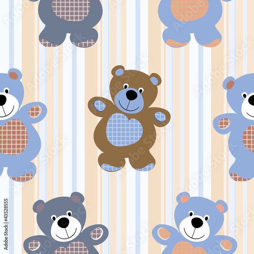 Obraz w ramie Vector seamless pattern of a toy teddy bear