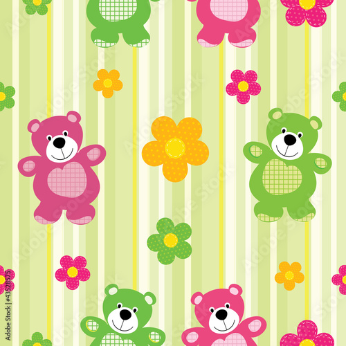 Obraz w ramie Vector seamless pattern of a toy teddy bear