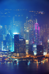 Fototapete - Hong Kong aerial night