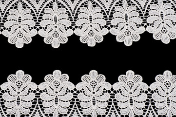 Wall Mural - Vintage lace with flowers on black background