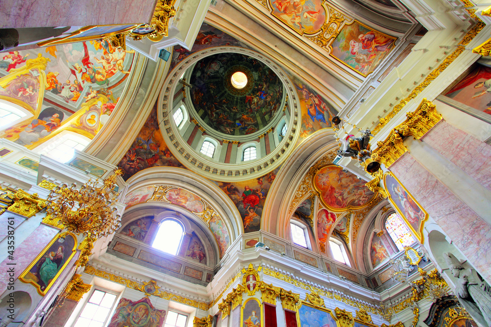 Obraz na płótnie Interior of Cathedral Saint Nicholas in Ljubljana - Slovenia w salonie