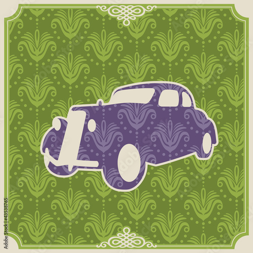 Naklejka - mata magnetyczna na lodówkę Vintage background with car silhouette.