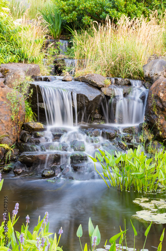 Fototapeta na wymiar Flowing waterfall in the park