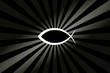 Ichthys Symbol leuchtend, schwarz