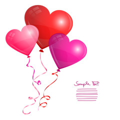 Poster - 3 Heart Balloons Different Colors