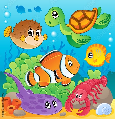 Naklejka nad blat kuchenny Image with undersea theme 6