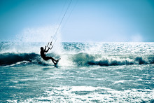 Kite Surfing In Waves.