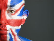 Man Face Painted Flag Of United Kingdom 5
