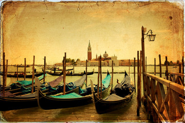 Poster - Gondolas and Island of San Giorgio Maggiore - old card