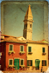 Sticker - Burano, Venice - old paper - old card