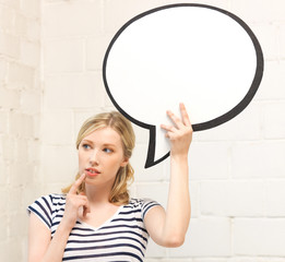 Wall Mural - pensive teenage girl with blank text bubble