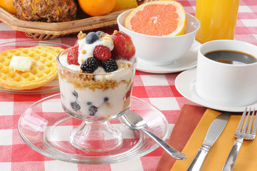 Wall Mural - Healthy breakfast with a yogurt parfait