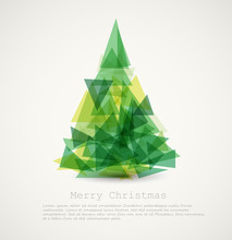 Vector Card With Abstract Green Christmas Tree