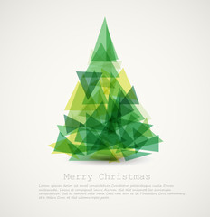 Wall Mural - vector card with abstract green christmas tree