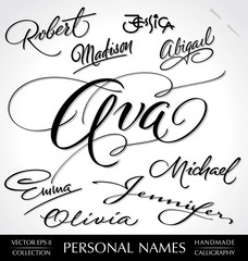 Wall Mural - names hand lettering (vector)