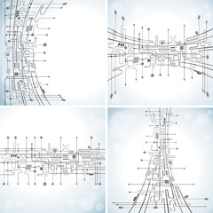 Aufkleber - Set of abstract technology circuit background.