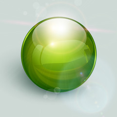 Poster - Green glass ball on background with lens flares