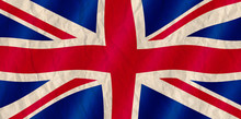 British Union Jack Flag Old Crinkled Effect.