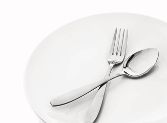 plate with spoon and fork