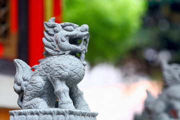 Canvas Print - chinese lion statue