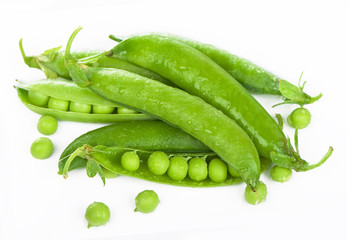 Poster - Ripe green pea vegetable isolated on white background