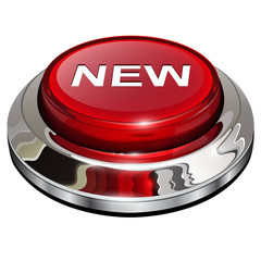 Poster - New button, 3d red glossy metallic icon