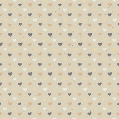 Poster - Seamless hearts pattern on paper texture. Vector, EPS10