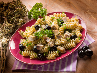 Poster - fusilli with swordfish and black olives